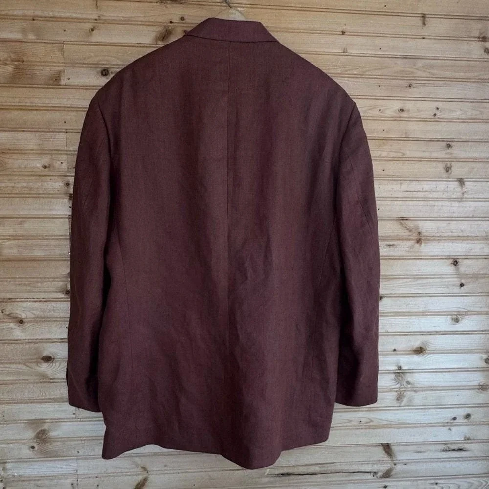 Eddie Bauer A K A Blazer Linen  46 Rust Light Academia Grandpa Office Retro 90s